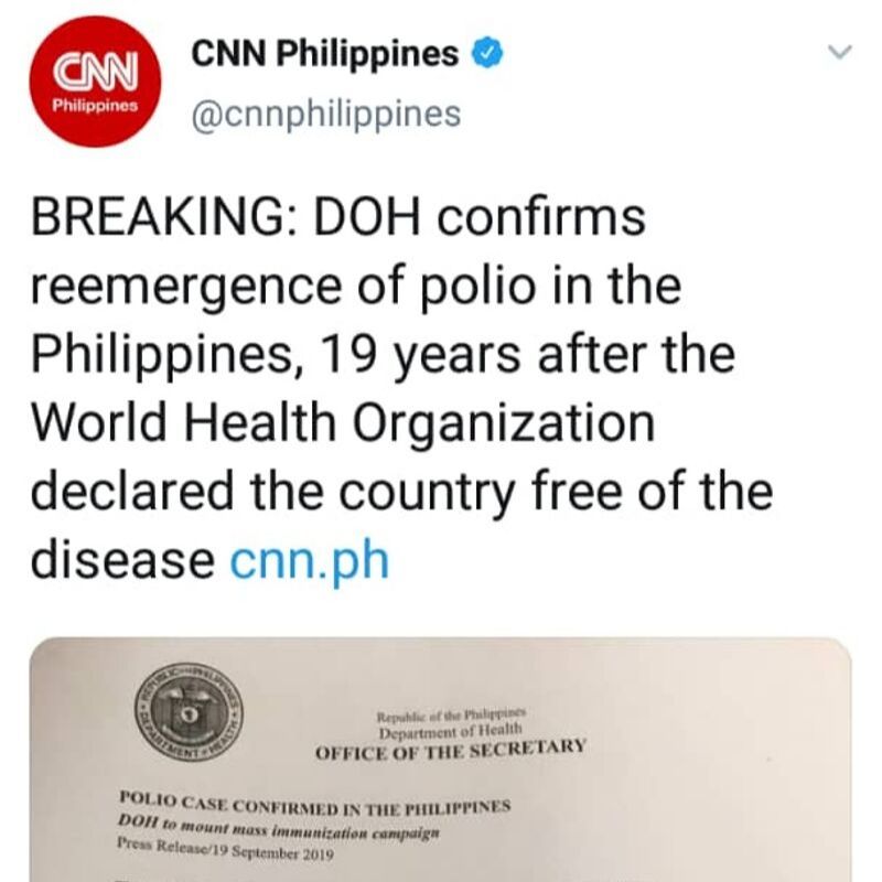 Polio Kembali Menjajah Filipina Setelah 19 Tahun Disahkan 'Pupus'
