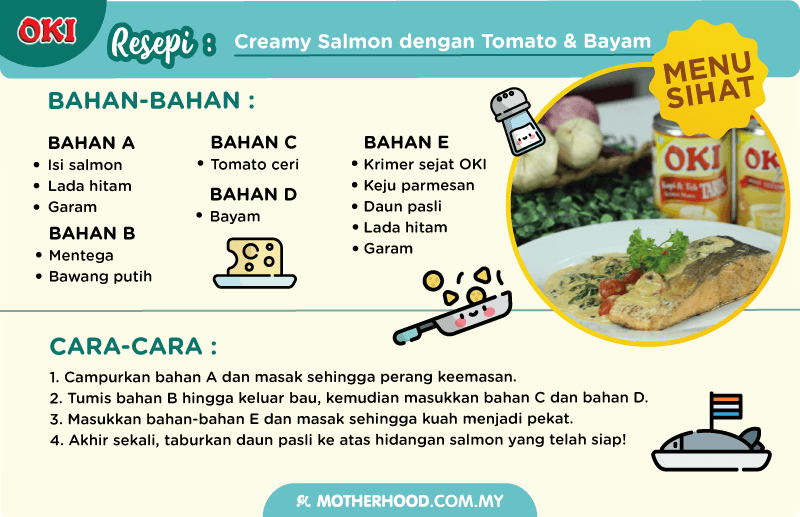 resepi creamy salmon menggunakan krimer sejat OKI