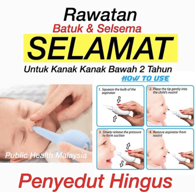 hilangkan selesama anak bawah 2 tahun dengan penyedut hingus