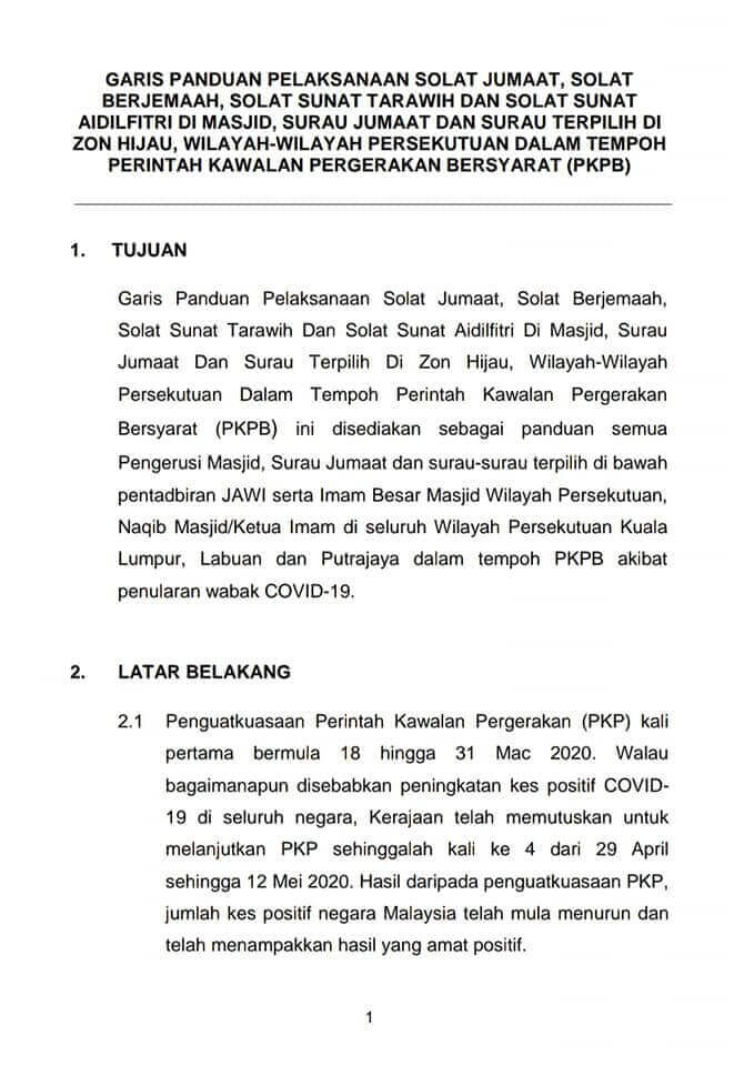 Tujuan garis panduan solat berjemaah ini dilaksanakan