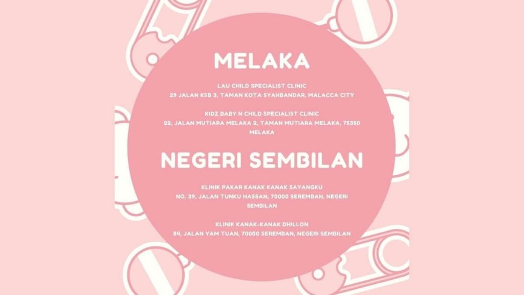 senarai klinik pakar kanak-kanak di melaka & negeri sembilan