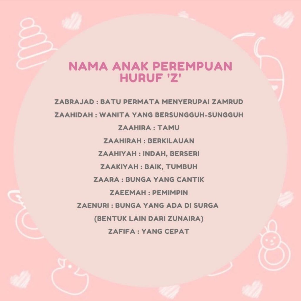 nama anak perempuan huruf Z