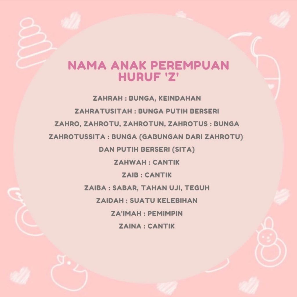 nama anak perempuan huruf Z