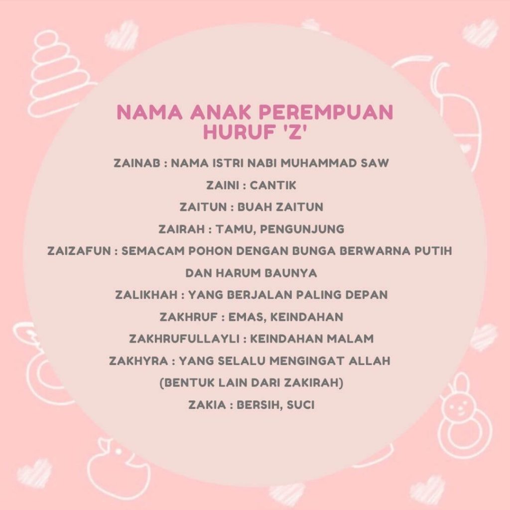 nama anak perempuan huruf Z