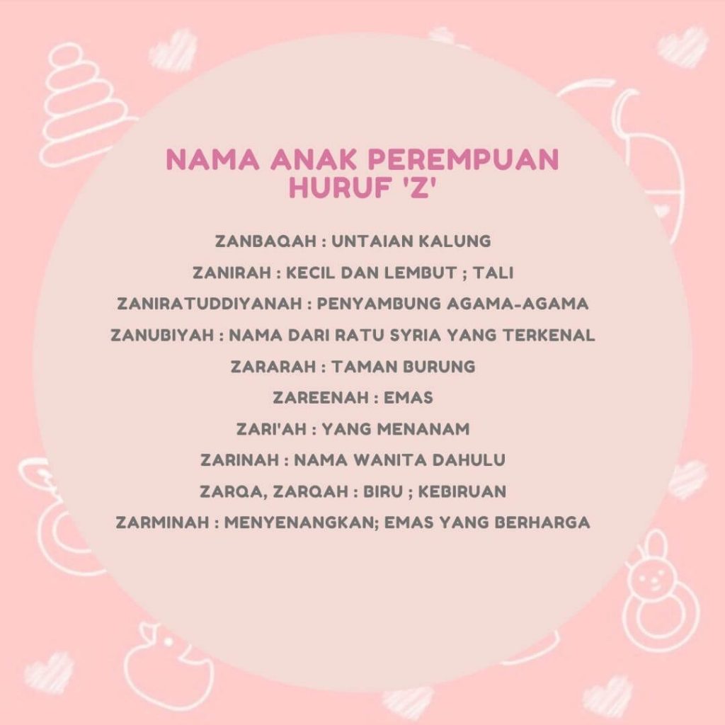 nama anak perempuan huruf Z