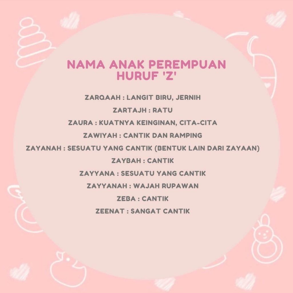 nama anak perempuan huruf Z