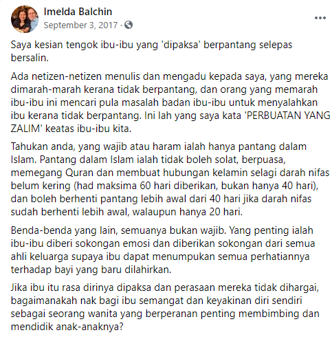 dr imelda balchin tentang berpantang