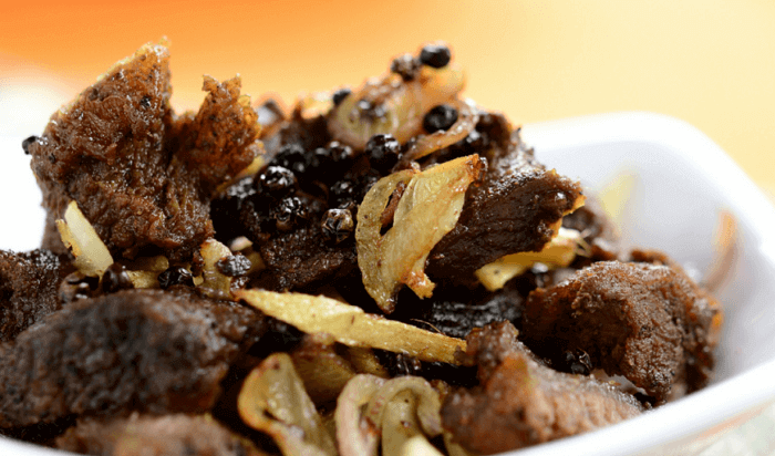 menu berpantang - daging goreng lada hitam