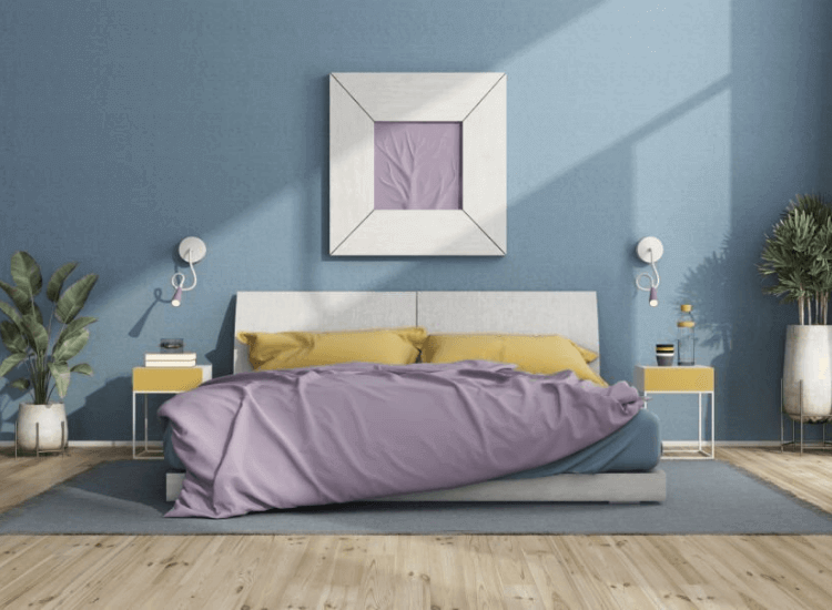 cat rumah pastel biru bilik tidur