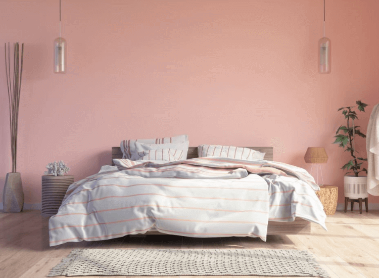 cat rumah pink pastel bilik tidur