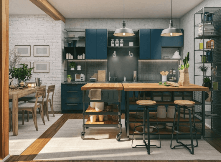 cat rumah dapur teal