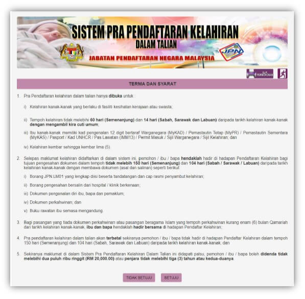 daftar kelahiran online Malaysia