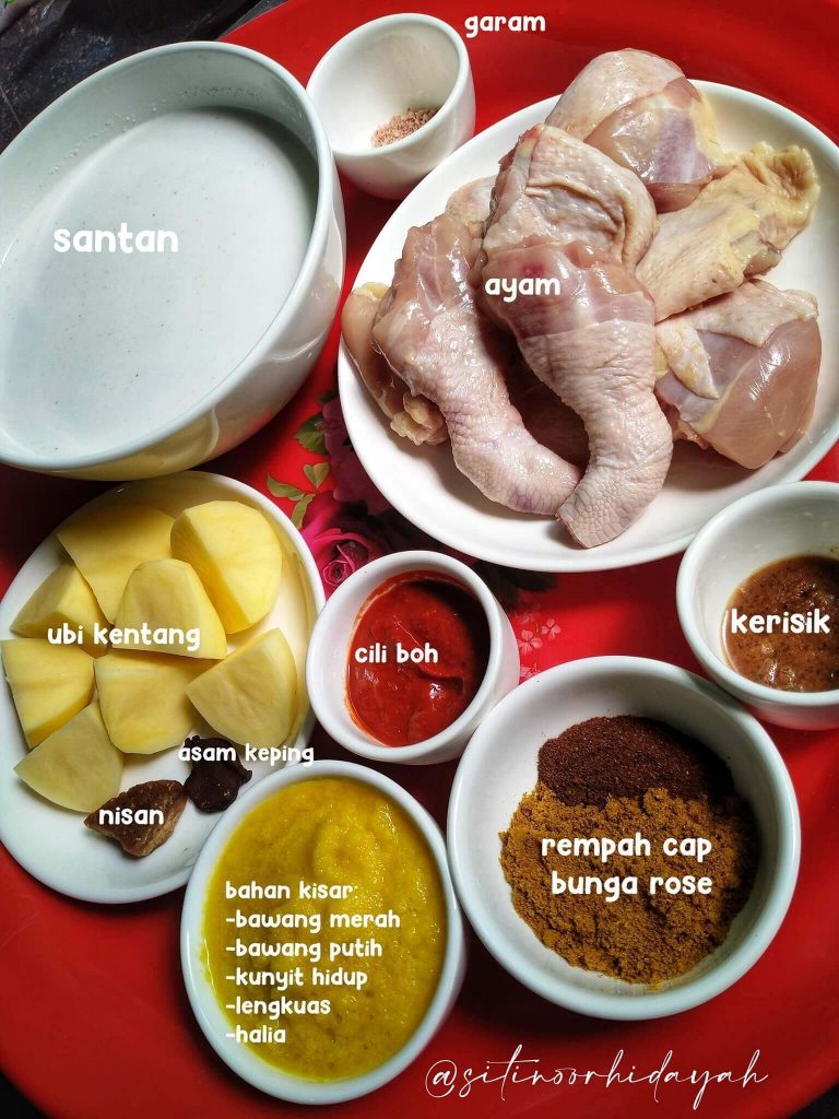 bahan-bahan resepi gulai ayam