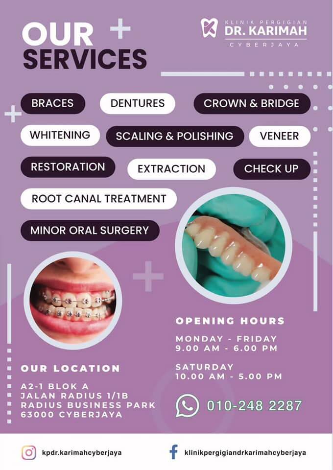 klinik gigi putrajaya - servis di Klinik Pergigian Dr. Karimah