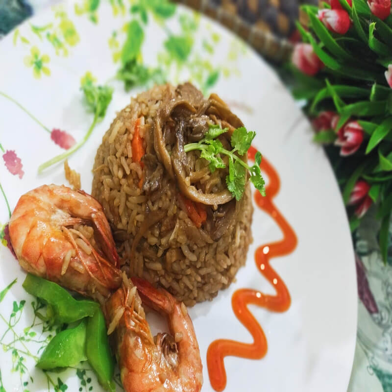 resepi nasi goreng cendawan dengan udang