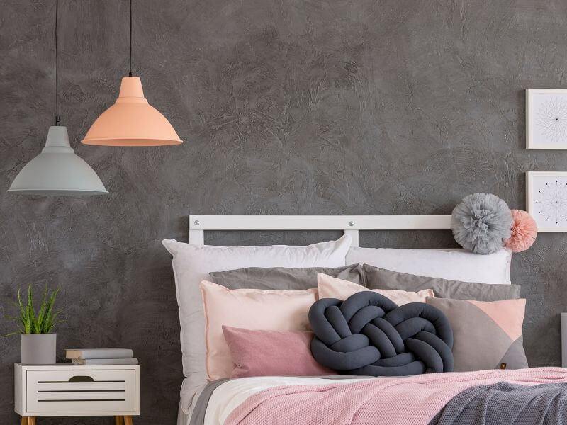 soft grey antara warna bilik tidur yang sejuk