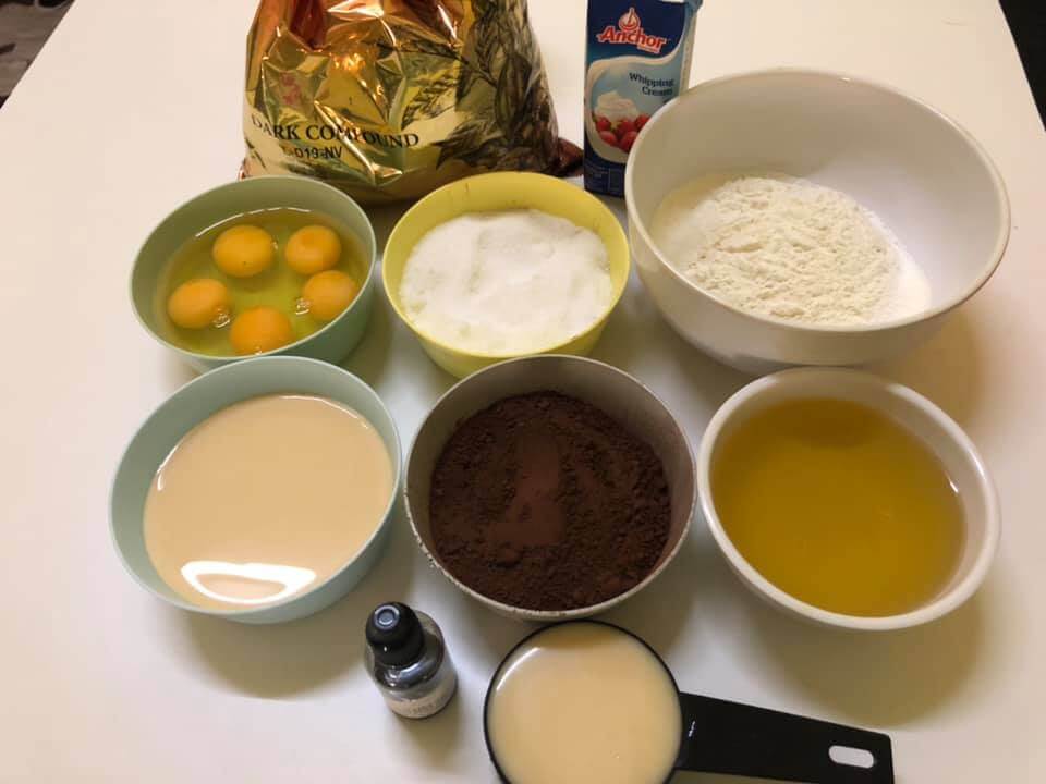 bahan-bahan untuk resepi kek coklat kukus