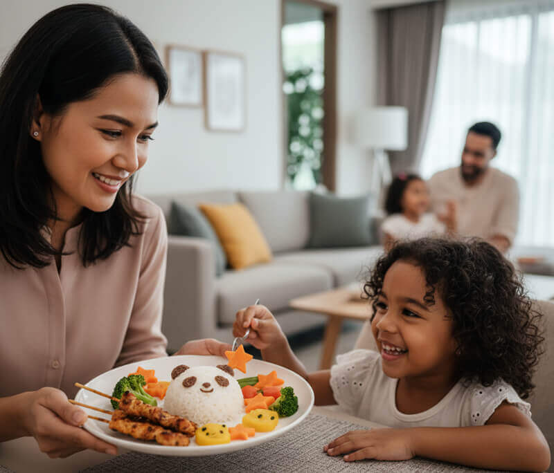 anak tak suka sayur - hias sayur dekat makanan anak