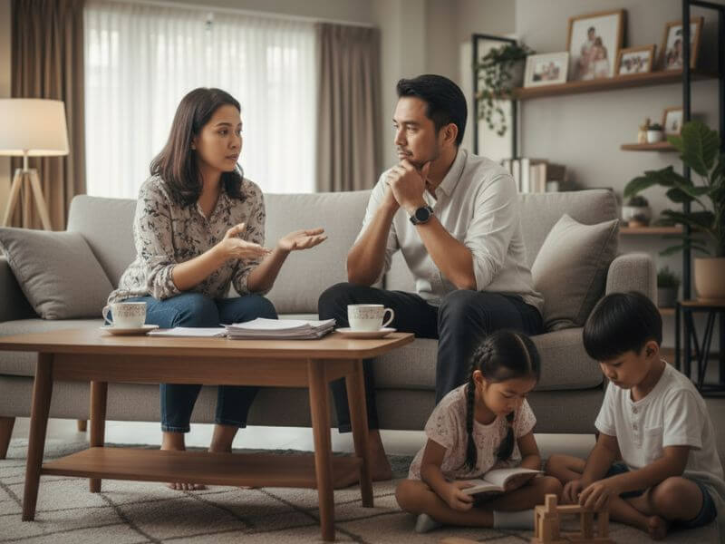 mak ayah tengah berbincang