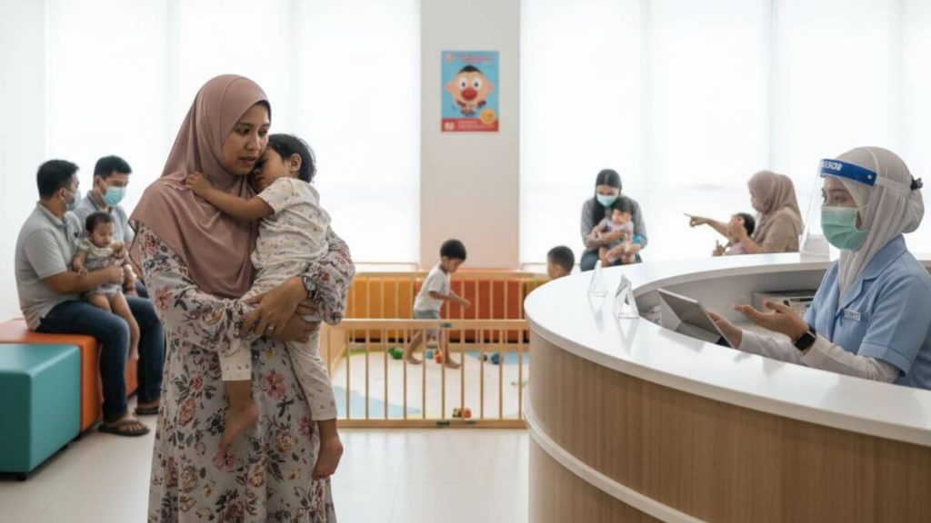 mak bawa anak kurang sihat ke klinik