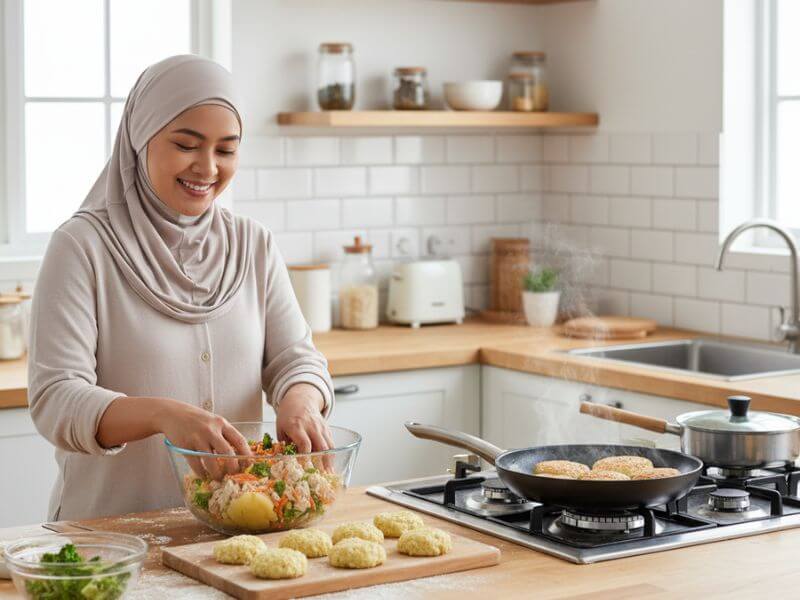 anak tak suka sayur - mak tengah memasak